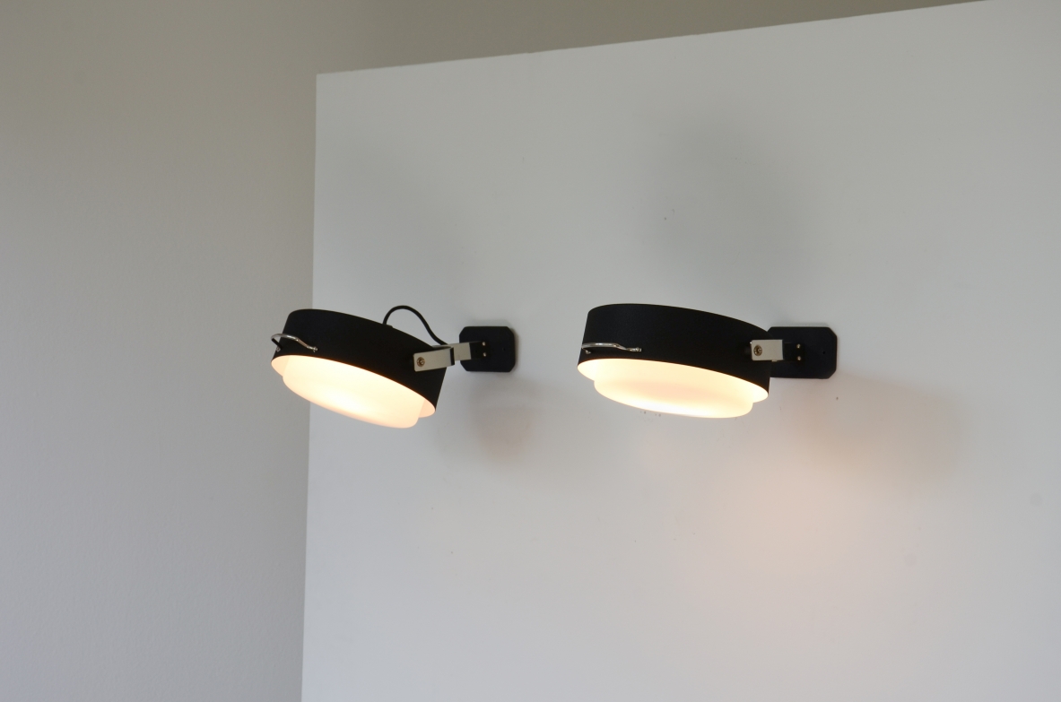 GCME Illuminazione  Set of 4 wall lamps in metal and chrome-plated brass 