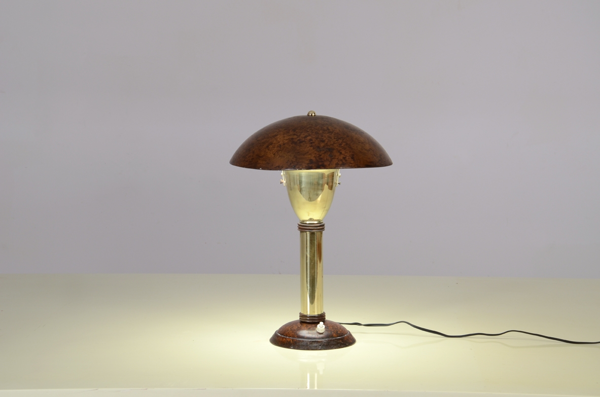 Small brass and metal table lamp, France 1930ca