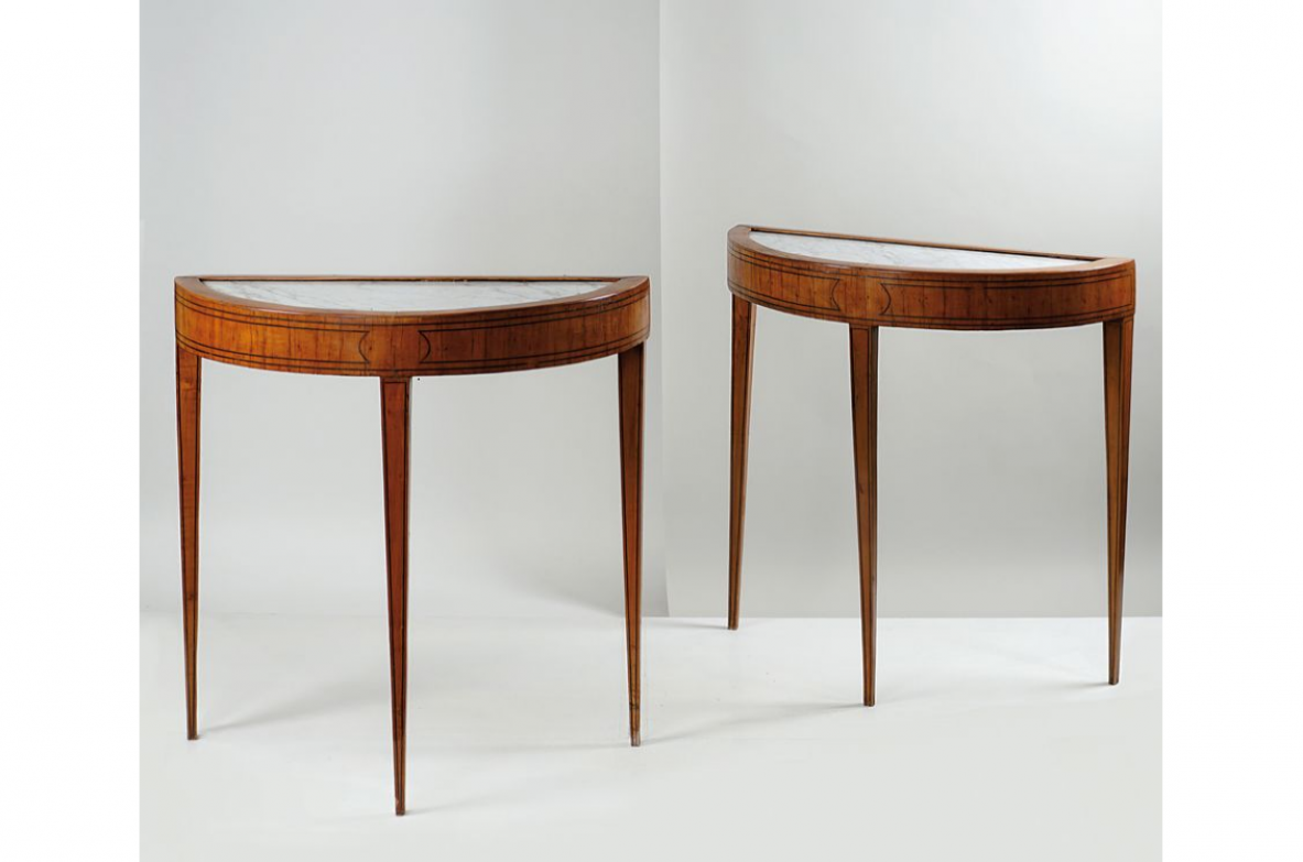 Guglielmo Ulrich, pair of very elegant console tables designed for a private property. Casa Guazzoni, Vicenza, 1954.