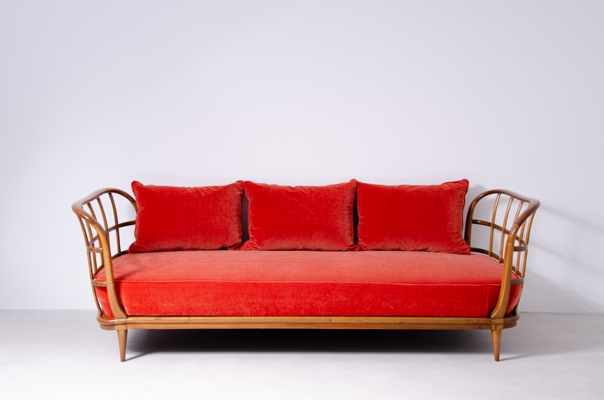 Guglielmo Ulrich, straordinario daybed con struttura in legno. Prod.Serafino Arrighi, 1940ca.