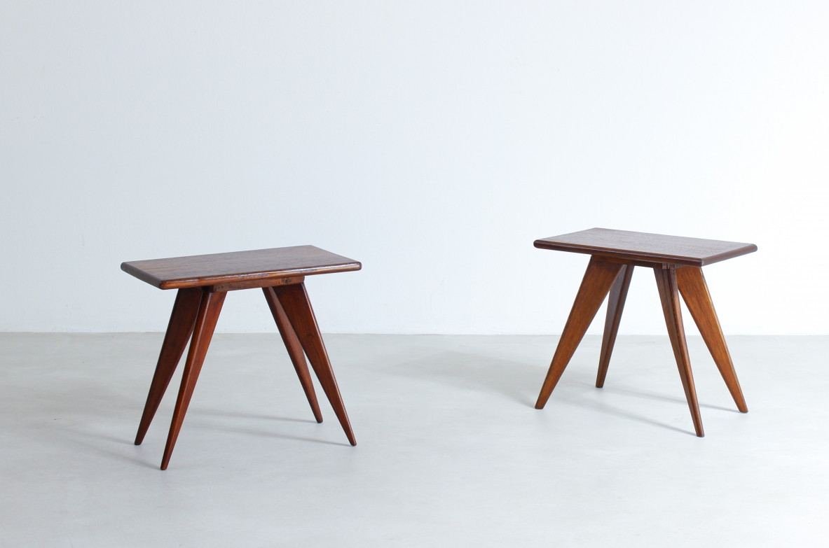 Pair of wooden tables. Italian manufacture, 1950's
