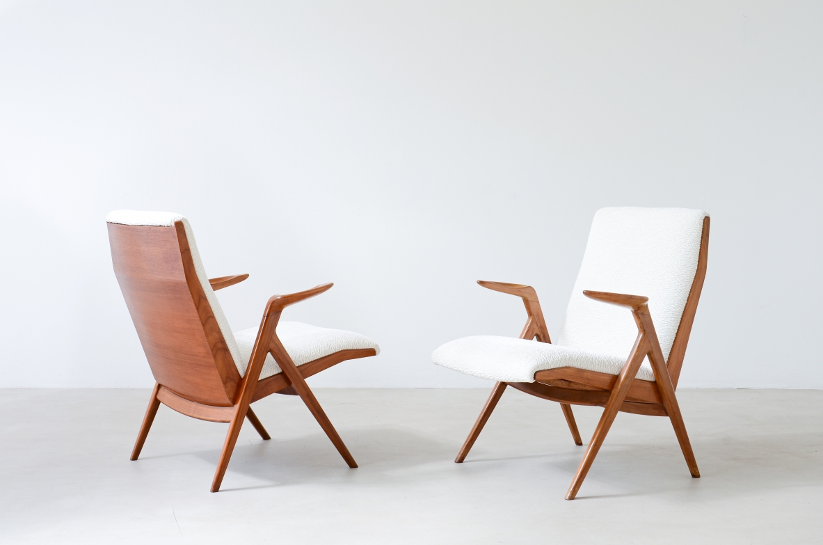 Taichiro Nakai Rare pair of armchairs in cherry wood 1955 Cantù