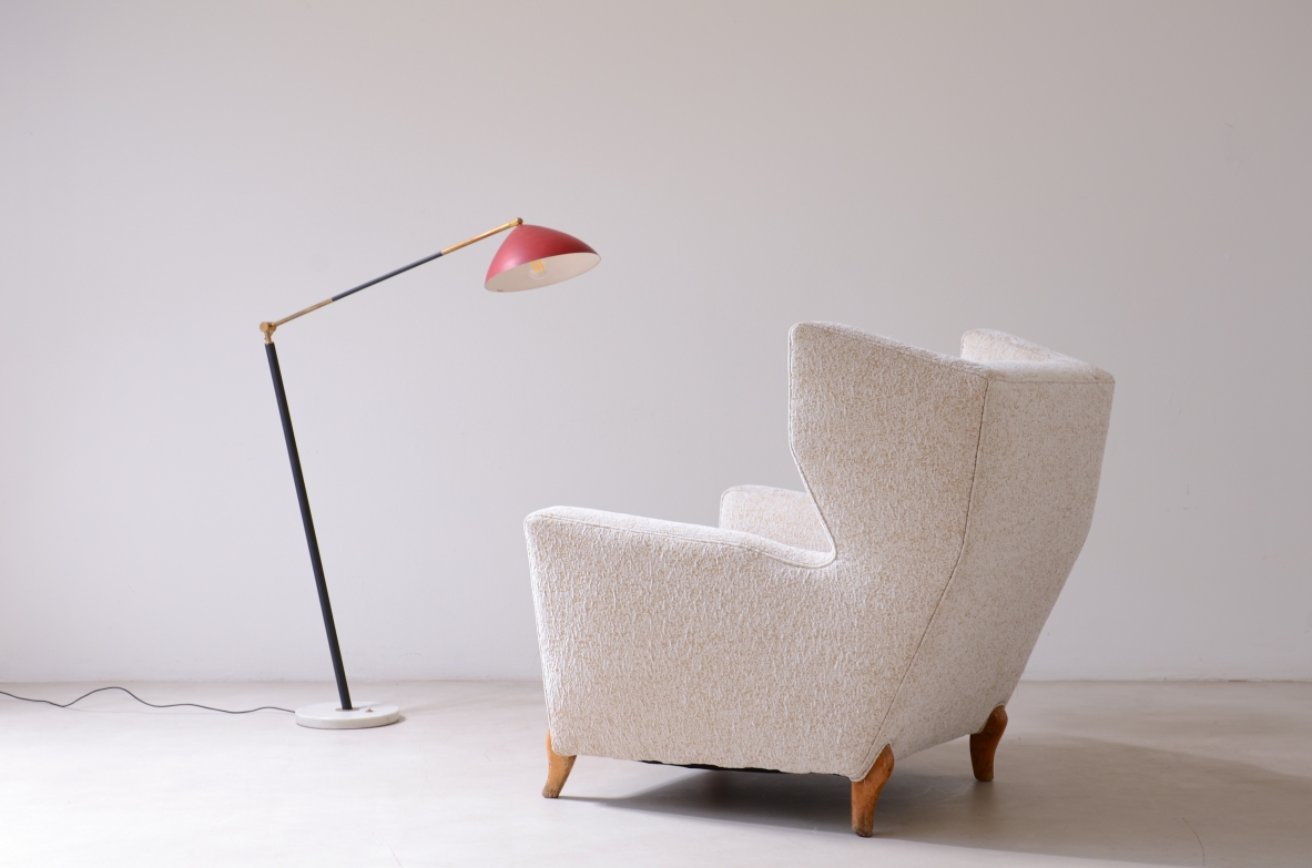 Melchiorre Bega, attr.  Bergere di forma organica con piedi in legno sagomato.  Manifattura italiana primi anni '50