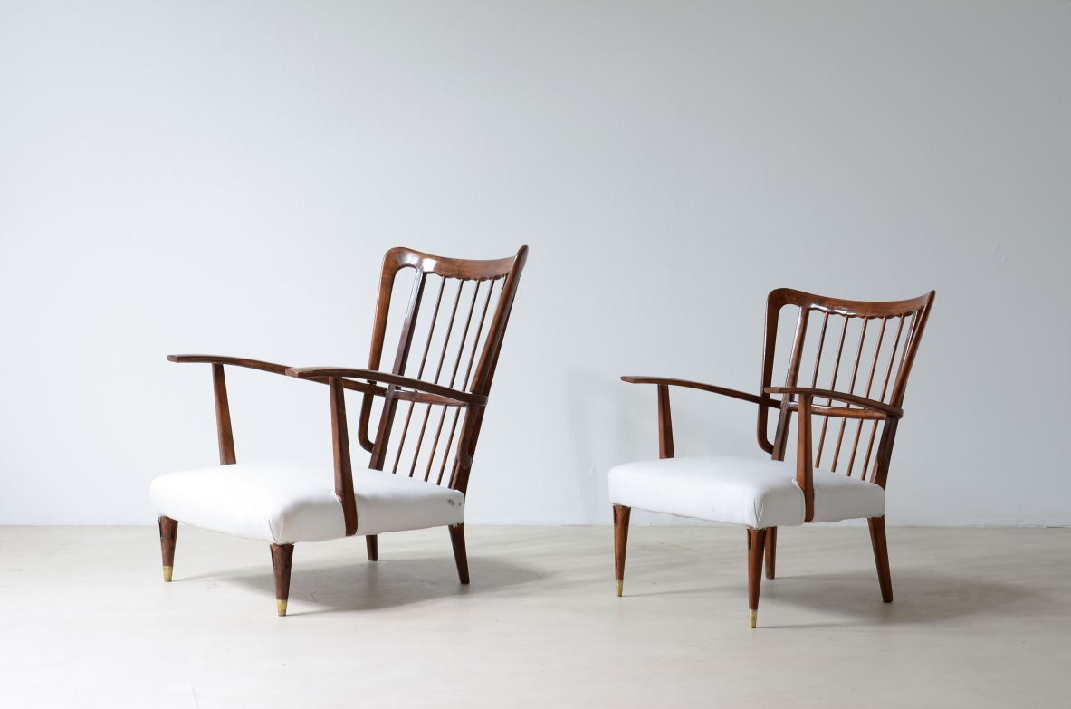 Paolo Buffa. Two rare cherry wood armchairs, collection italian design, children size