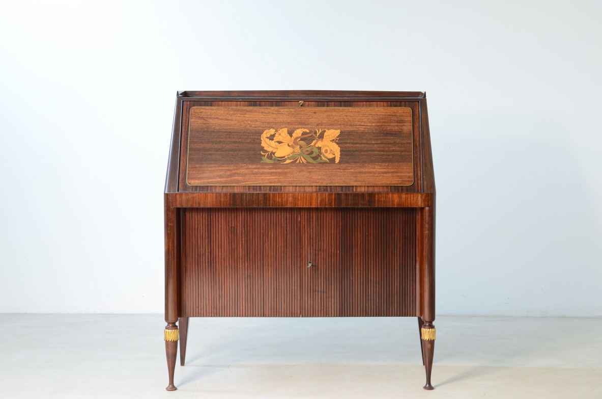 Pier Luigi Colli Elegant folding cabinet with front inlaid in light maple 1955