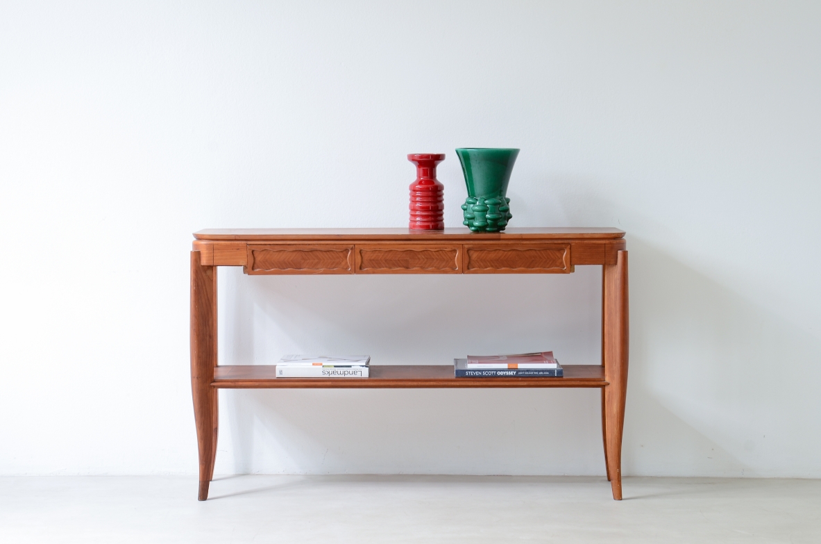 Console "Servante" in cherry with three drawers 1940s.