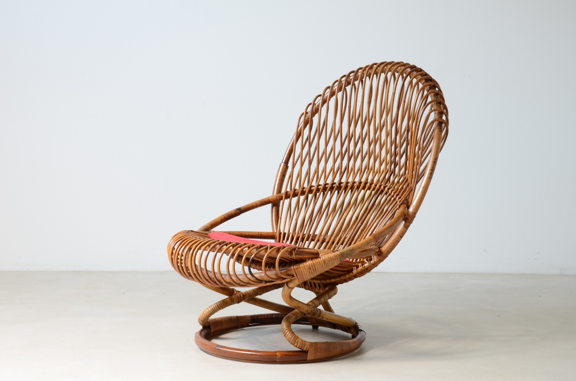 Bonacina 1960 Splendid armchair in woven rattan.