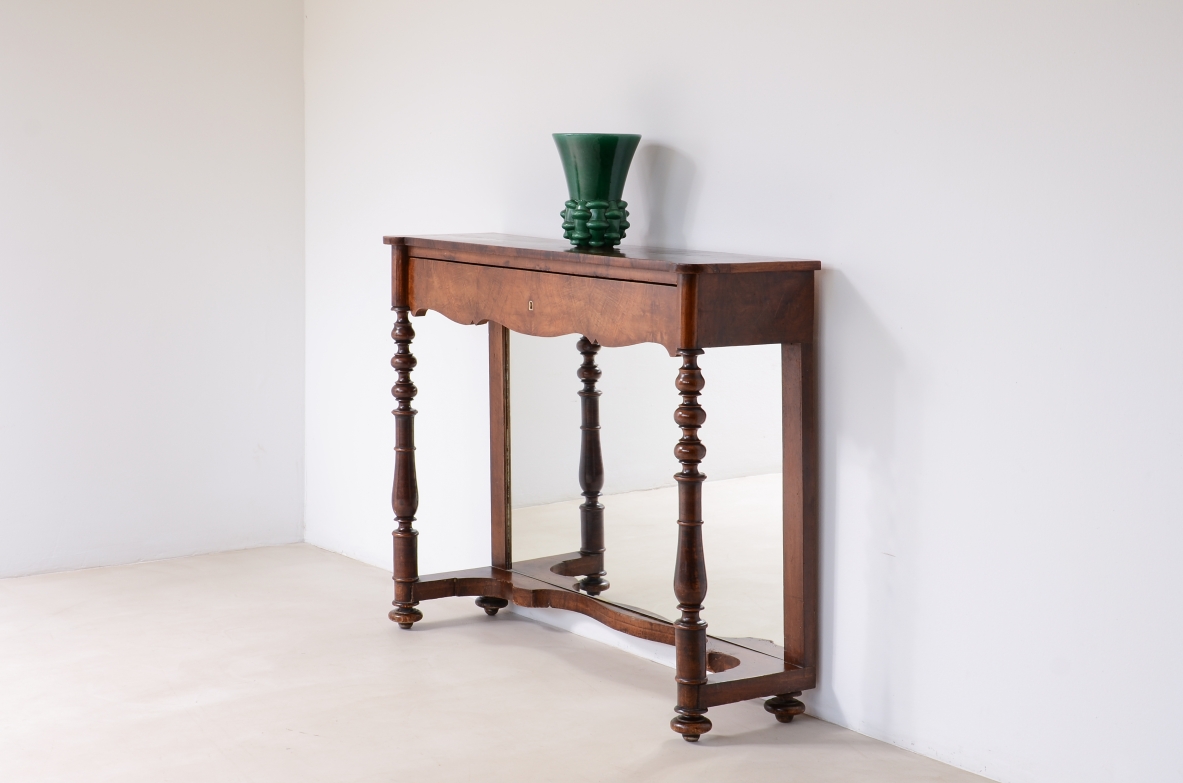 Walnut console Italian manufacture ca. 1850.