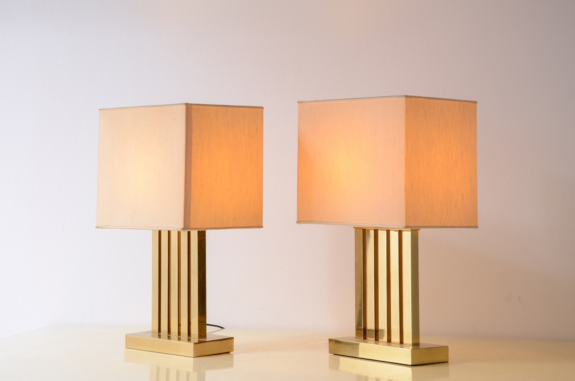 Coppia lampade abajour in ottone