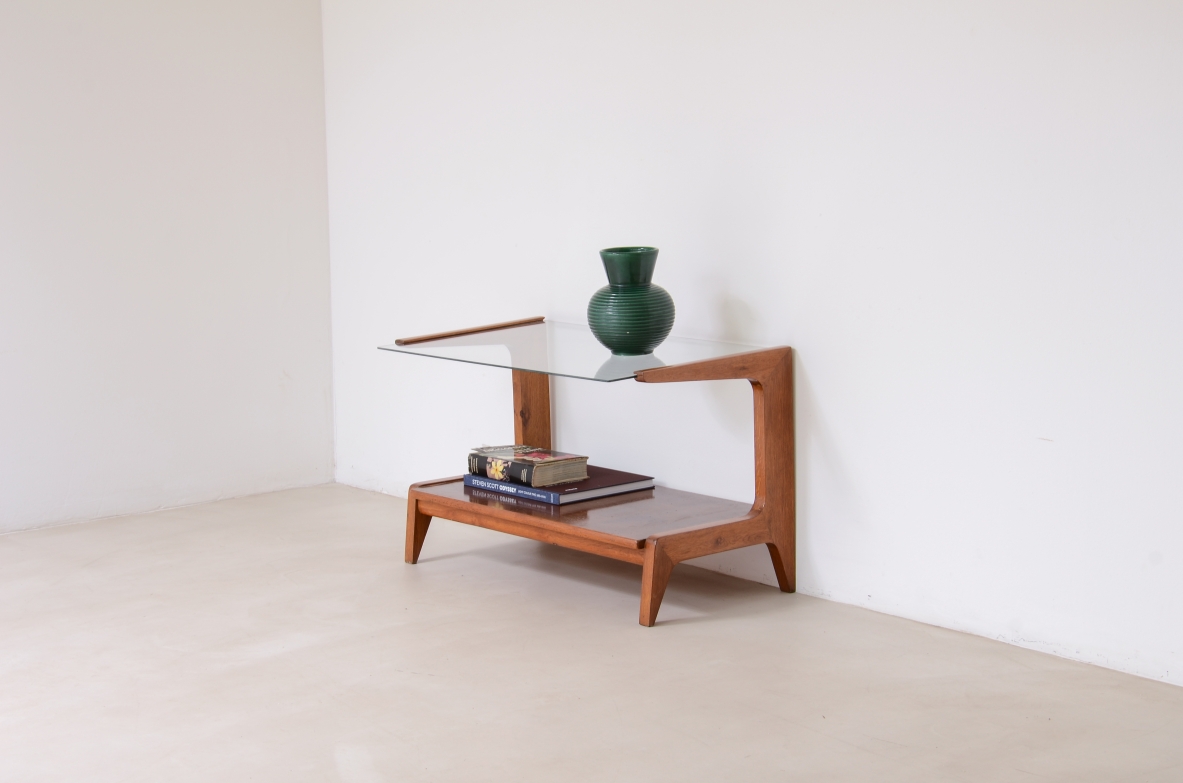 Gio Ponti Oak wall coffee table Italian manufacture, ca. 1950