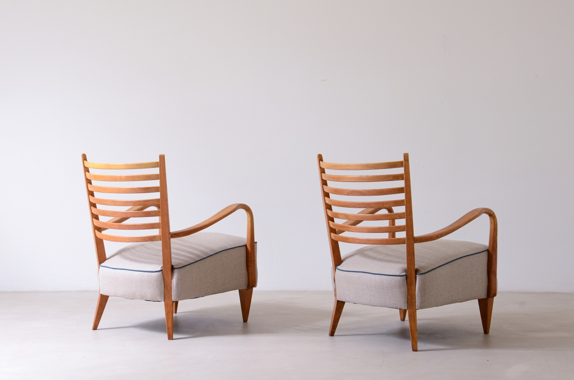 Pair of wooden armchairs 1940s in the style of Paolo Buffa