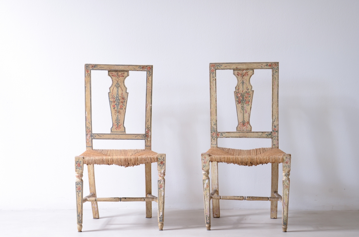 Antique lacquered chairs, painted antiques furniture