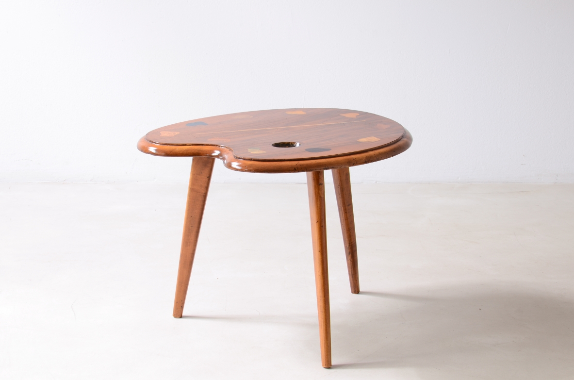 small coffee table, wood shaped top