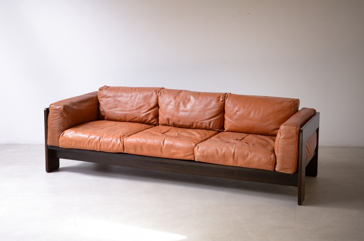 Tobia Scarpa  Bastiano sofa, original leather upholstery Gavina manufacture, circa 1970.