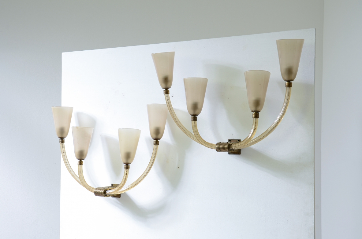 1940's wall sconces in murano glass